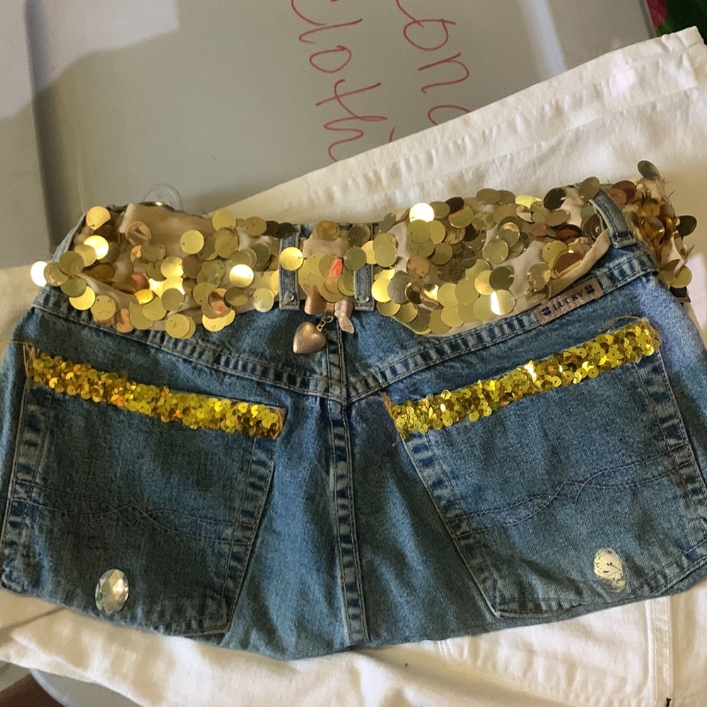 HANDMADE DENIM HANDBAG WITH GOLD DETAILS. - Picture 6 of 9
